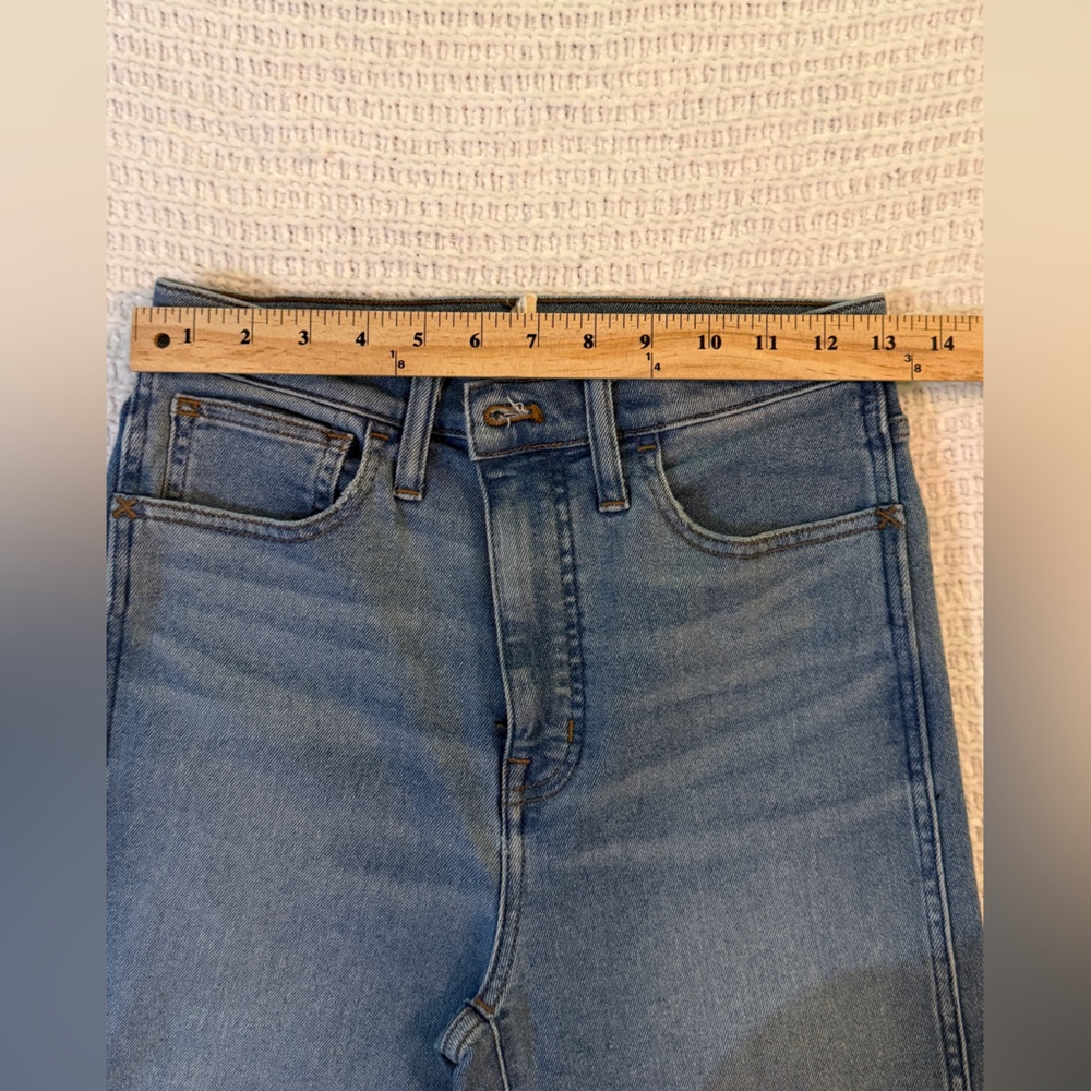 Madewell Roadtripper Stovepipe Jeans | High Rise 27T Tall Raw Hem Blue - Picture 10 of 12